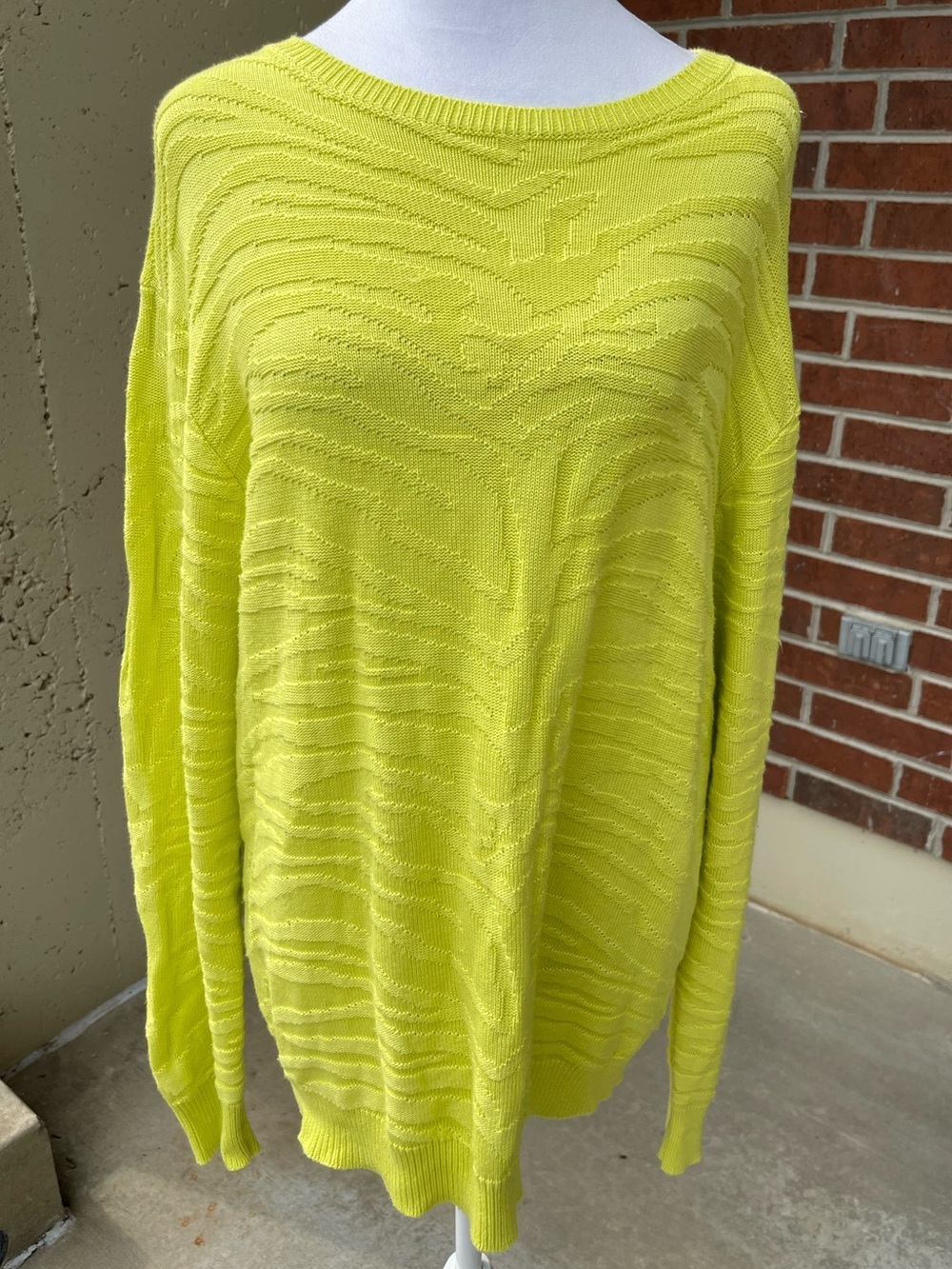 John + Jenn Anthropologie Bright Yellow Zebra Print Long Sleeve Sweater Large